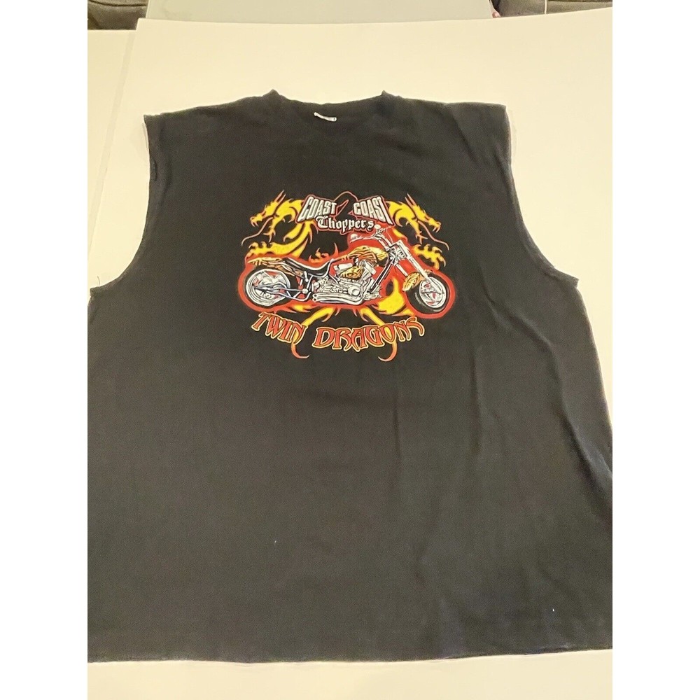 Vintage Coast 2 To Coast Choppers Twin Dragons Motorcycle T Shirt Sleeveless